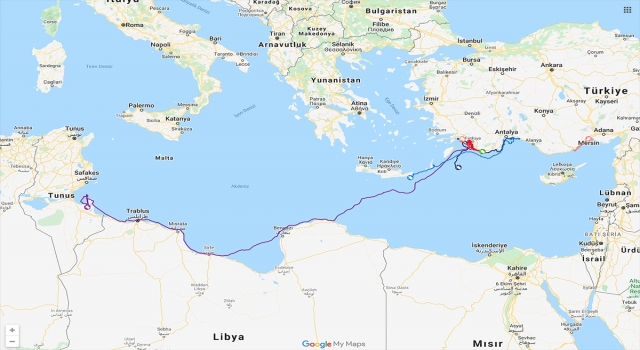 Uydudan izlenen Caretta ”Likya” 296 günlük uzun yolculuğu sonunda Tunus’a ulaştı