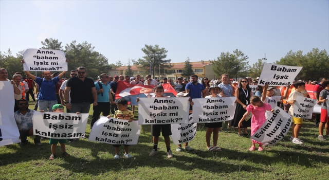 Muğla’da termik santral çalışanları aileleriyle basın açıklaması yaptı