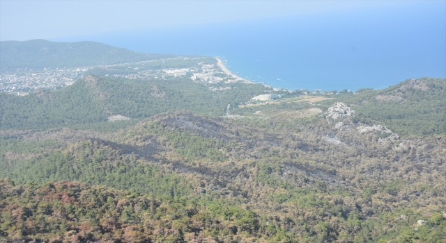 Antalya’nın Kemer ilçesinde yanan alanlar havadan görüntülendi